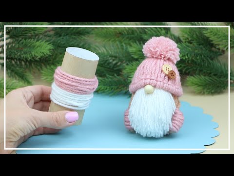 Amazing Gnome made of Yarn and Cardboard Sleeve 🎄 Christmas decorations 🎅 DIY NataliDoma