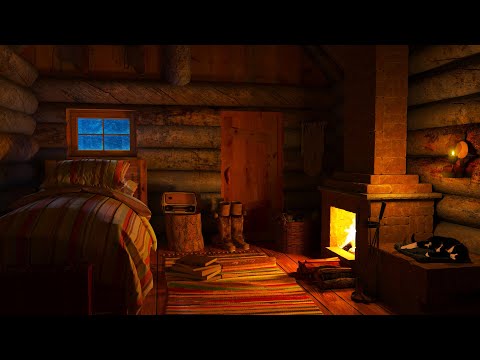 Frosty Blizzard Sounds for Sleeping, and Fireplace in a Cozy Winter Hut