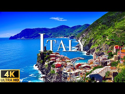 FLYING OVER ITALY (4K UHD) - Calming Music With Beautiful Natural Landscapes Film For Relaxation