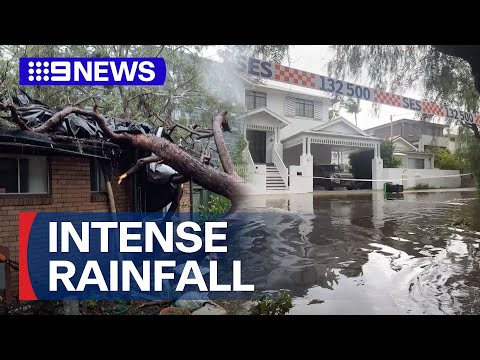 Intense rain lashes Sydney overnight | 9 News Australia