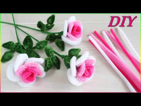 🌹How to make Rose Flower with pipe cleaner 🌹 Pipe Cleaner Craft