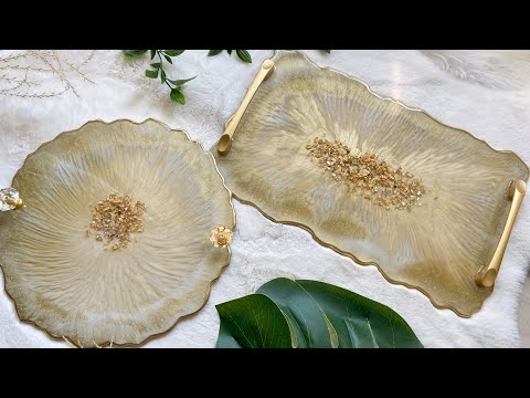 Gorgeous Gold Geode Resin Trays