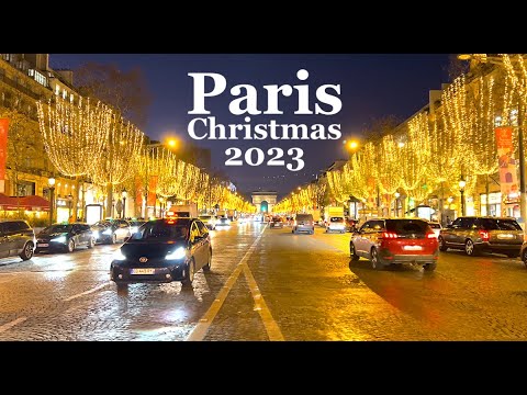 Paris New year 2024 - HDR walk in Paris Champs Elys&eacute;es | Christmas walk in Paris - 4K HDR 60 fps