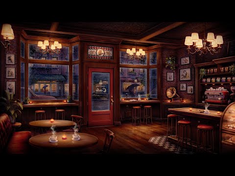 Night Owl Jazz Cafe Ambience with Relaxing Jazz Music &amp; Rain Sounds