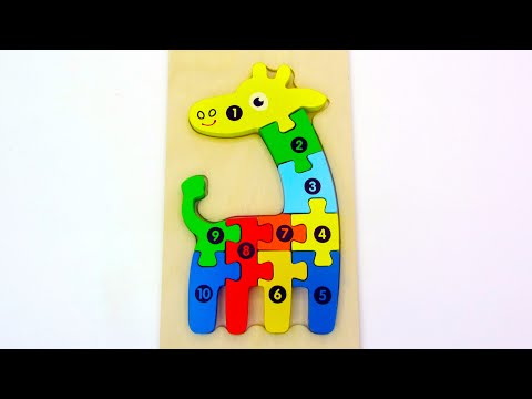 Learn Counting &amp; Numbers 1 - 10 with Giraffe Puzzle | Preschool Toddler Learning Video