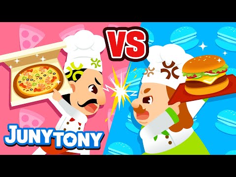 Pizza vs. Hamburger 🍕🍔 | VS Songs for Kids | Food Songs | Preschool Songs | JunyTony