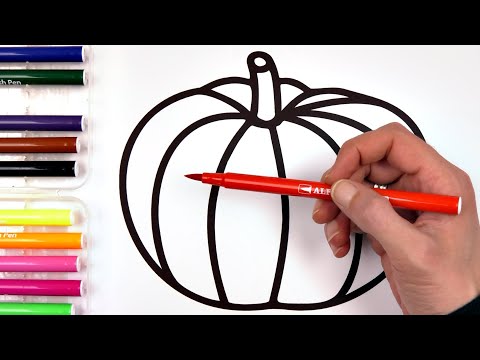 ( Vegetables ) Pumpkin Drawing and Big Marker Rainbow Coloring | Akn Kids House