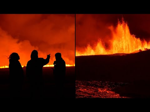 Tourists Marvel at Volcano Eruption in Iceland