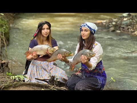 Steamed carp fish flavored with organic pomegranates and spices in the beautiful village