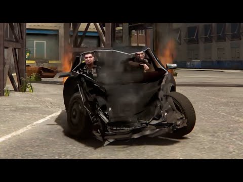 In traffic at a speed of 9999999,Niko and Roman are miserable！ - GTA4