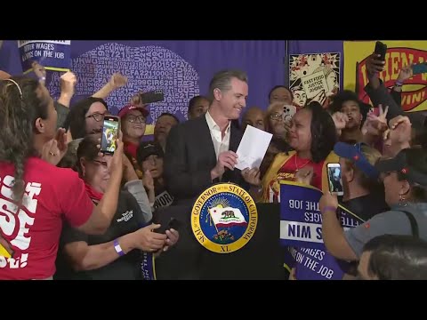 Fast food workers celebrate new $20 minimum wage in California