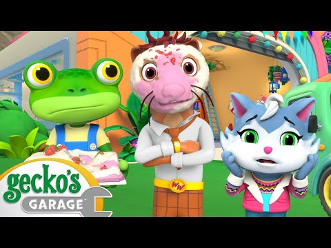 Weasel's Cake Catastrophe! | Gecko's Garage | Buster and Friends | Kids Cartoons