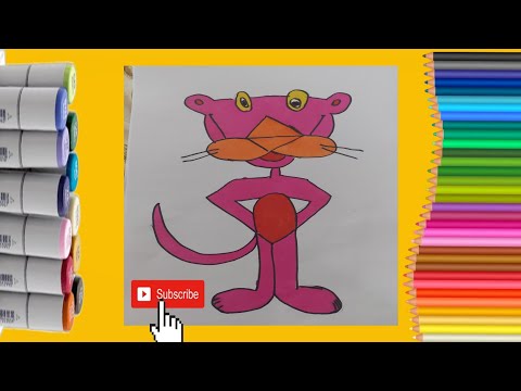 how to draw a pink panther step by step for kids|painting for kids