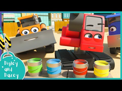 🎨 Mix Your Primary Colors! | Digley and Dazey | Kids Construction Truck Cartoons