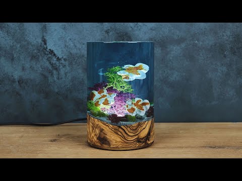 Epoxy Resin Lamp with Swimming Fishes | Diy Resin Art