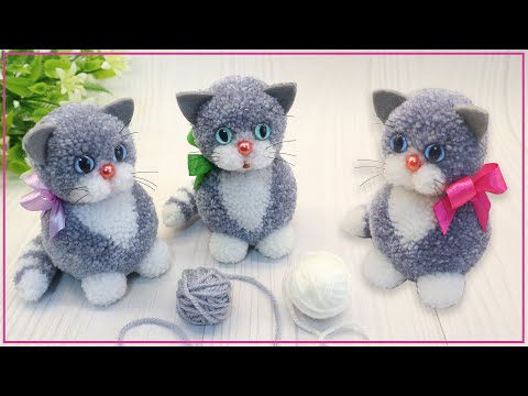 🐾 Cutest Kitten/No Knitting! 🐱 Pom Pom Cat's 🐾