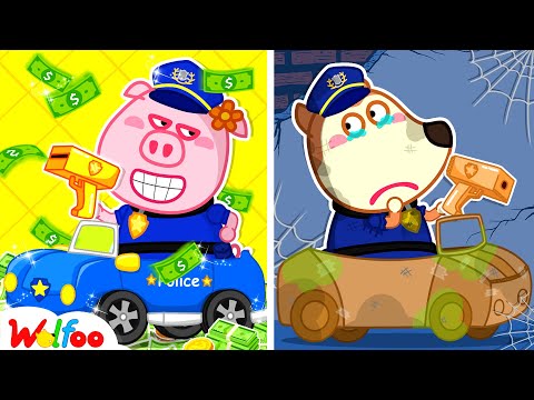 Who is the Best? Rich Cop vs Broke Cop! - Wolfoo Plays Police Adventures | Wolfoo Family