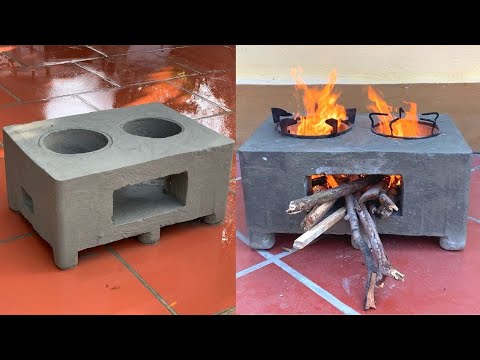 The Idea Of Making Outdoor Wood Stoves From Foam Barrels And Cement