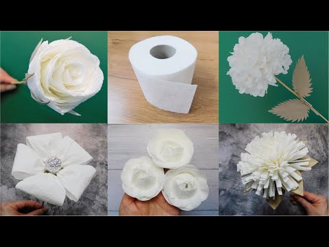 Magic Crafts with Toilet Paper 🧚&zwj;♀️ Easy White Flowers DIY for Home Decor 💮 5 Handmade Tutorials 🧻