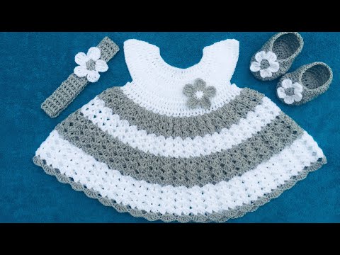 Crochet Baby Dress Tutorial/ Free Crochet Dress Pattern, Crochet 3 Months Dress/ Sanda crochet&amp;craft