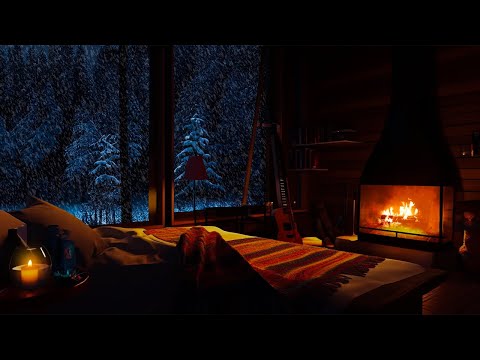 🔴 10 hours to feel the winter wonderland | Comfortable fireplace sound | Enchanting Cabin Views