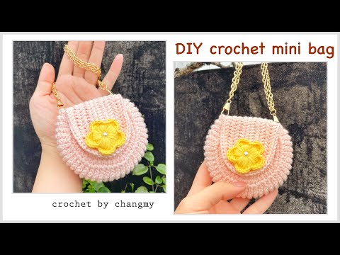 160. DIY crochet mini bag with the flower, beauty and easy | crochet by changmy