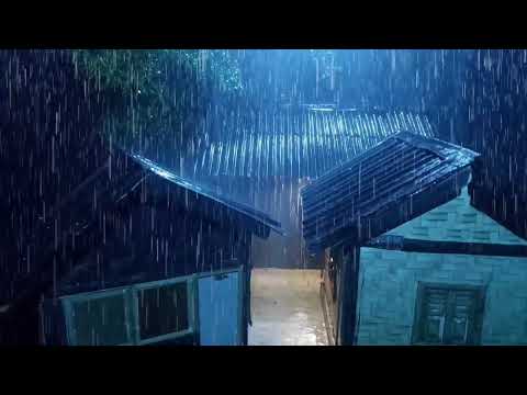 Overcome insomnia and fall asleep to the sound of heavy rain and thunder on a cold night |ASMR