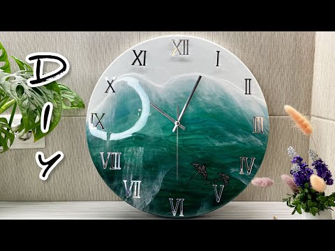 DIY. Resin wall clock. Sea clock. Resin Art. Epoxy resin.