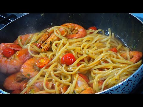 linguine ai gamberoni - primo piatto di mare - pronto in 10 minuti