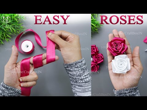 DIY Satin Ribbon Rose flowers | How to make ribbon rose | Ribbon decoration ideas | Ribbon hacks