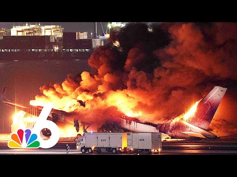 WATCH planes collide and CATCH FIRE at Japan's busy Haneda airport, killing 5