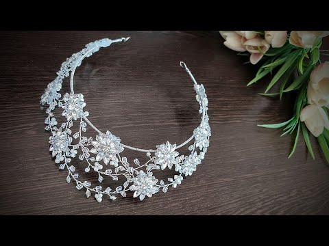 Making a bridal crown from beautiful and bright crystal/combination of European and Arabic styles