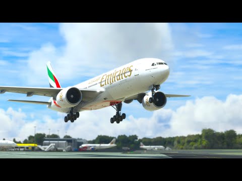 THRILLING BIG Plane Landing!! Boeing 777 EMIRATES Landing at Perth Airport