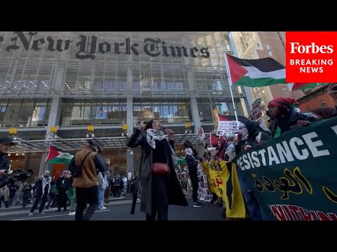 Protesters Chant 'New York Times Is Drenched In The Blood Of The Palestinian People!' Outside NYT HQ