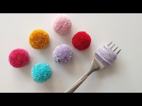 EASY POMPON TRICK WITH FORK, SEWING HACK