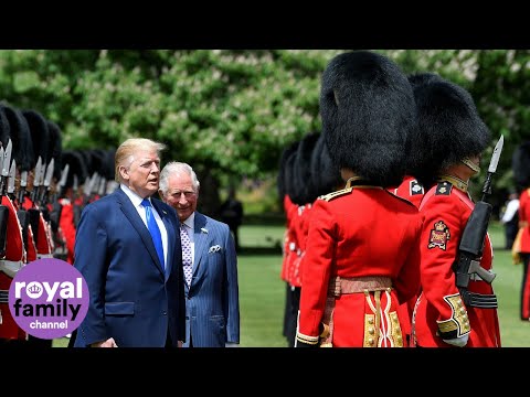 Donald Trump is joined by Prince Charles to inspect the Guard of Honour