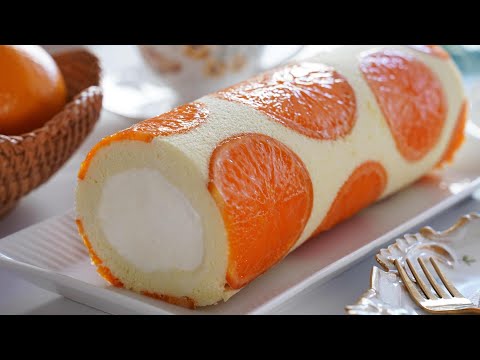 Beautiful and delicious Orange Rroll Cake. 🍊