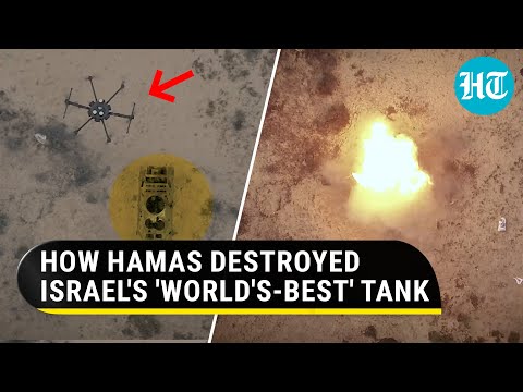 Hamas Drone Drops Grenade On Israel's Flagship Merkava MK4 Tank | Watch What Happened Next