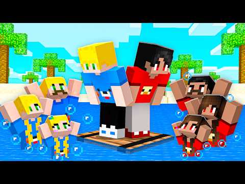 SOBREVIVENDO em FAM&Iacute;LIA em um RAFT no Minecraft!