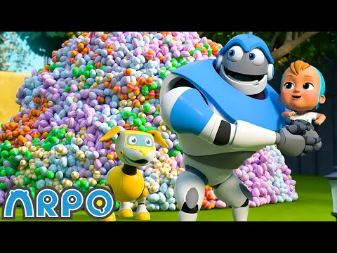 Easter Egg-stravaganza!! | ARPO Easter Hunt | Moonbug No Dialogue Comedy Cartoons for Kids