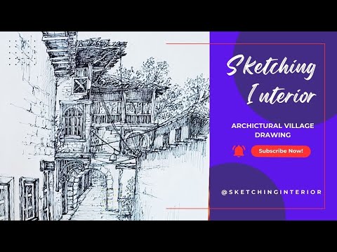 Architectural Village Drawing step by step | 