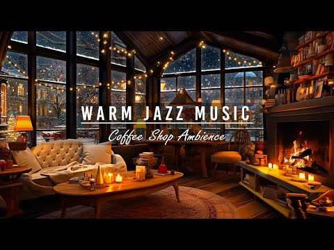 Warm Crackling Fireplace &amp; Cozy Instrumental Jazz Music in Coffee Shop Ambience to Work, Study,Sleep