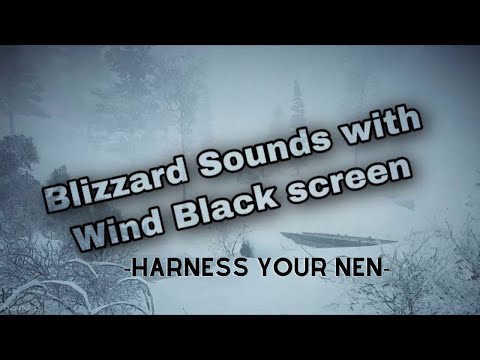 Blizzard snow storm sounds with howling wind and black screen