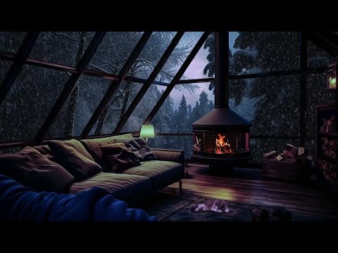 Deep Sleep with Blizzard &amp; Fireplace Sounds | Winter wonderland ASMR | Sleep in this Cozy Winter