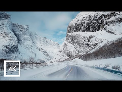 Relaxing Snowy Drive in Norway | Trollveggen to Coastal Highway, Driving Sounds for Deep Sleep ASMR