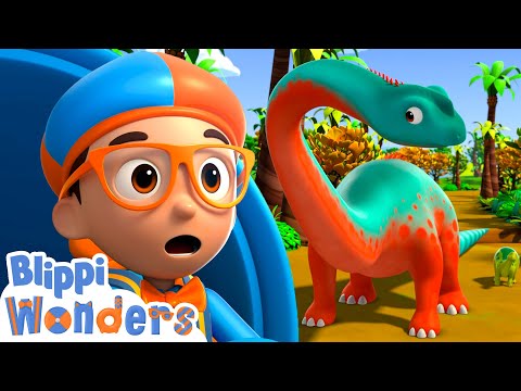 NEW! Blippi Learns About BIG Dinosaurs! - Blippi Wonders | Educational Cartoons For Kids