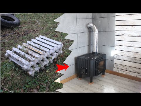 I MADE A FIREPLACE FIREPLACE FROM A CAST IRON BATTERY