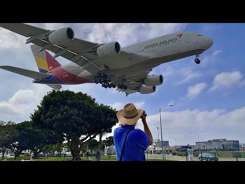 2 hours Los Angeles LAX Airport 🇺🇸 Plane Spotting ! RUSH HOUR / Close up, Heavy landing/Take off