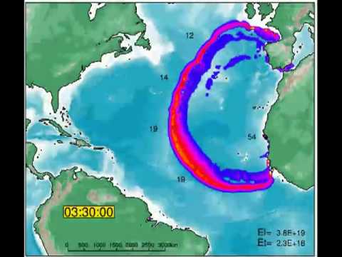 Canary Islands La Palma , Atlantic Tsunami Simulation US UK