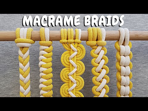 5 Tipos de TRENZAS de MACRAME (paso a paso) | 5 Types of Macrame Braids